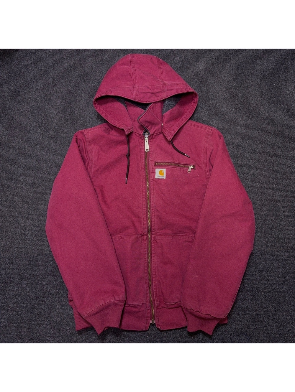 Carhartt Women's Utility Jacket XS Burgundy Hooded Sherpa Lined